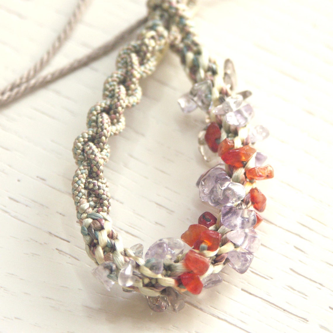 Red Jade – Botanically Dyed Silk Thread Necklace / Woven Silk Necklace ...