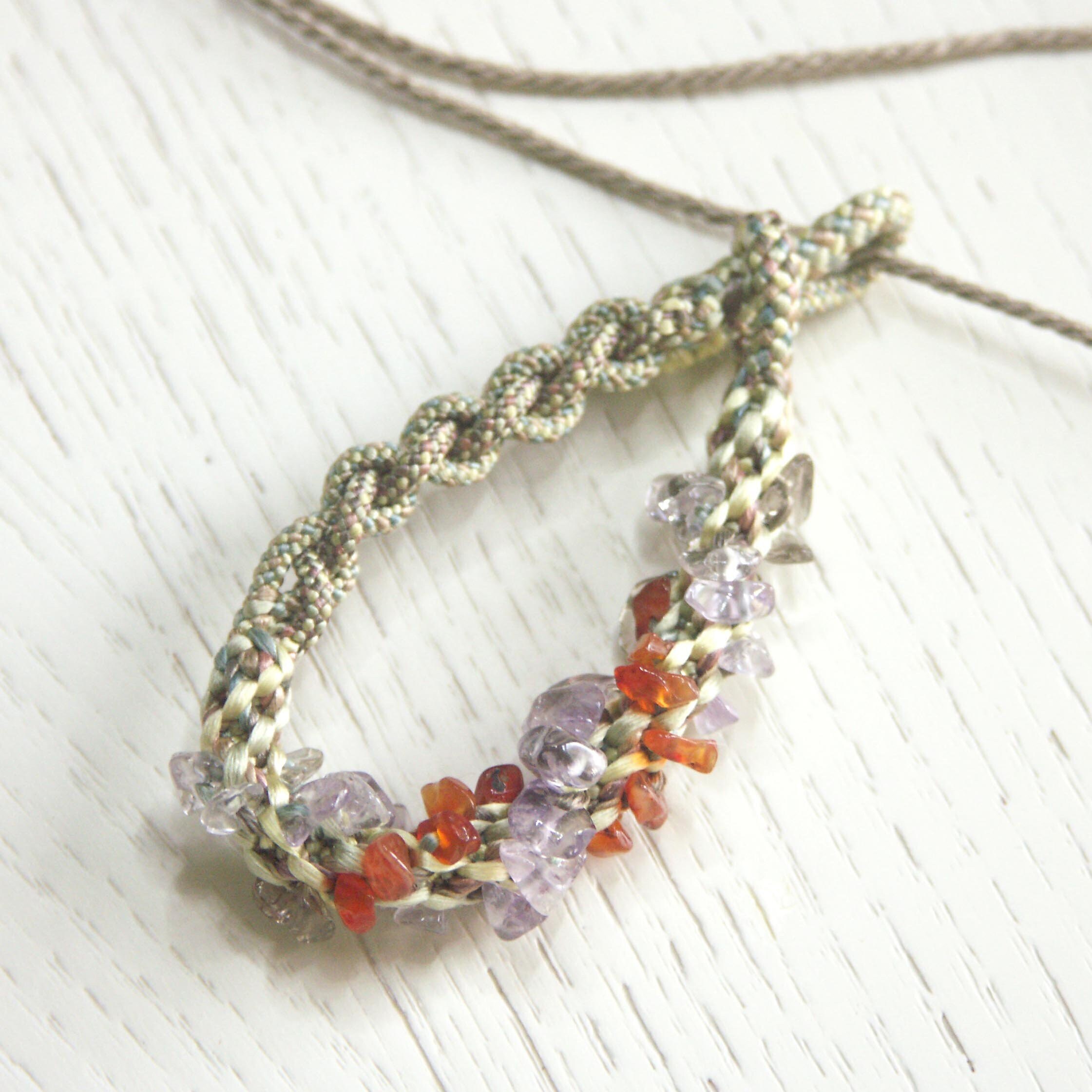 Red Jade Botanically Dyed Silk Thread Necklace / Woven Silk Necklace ...