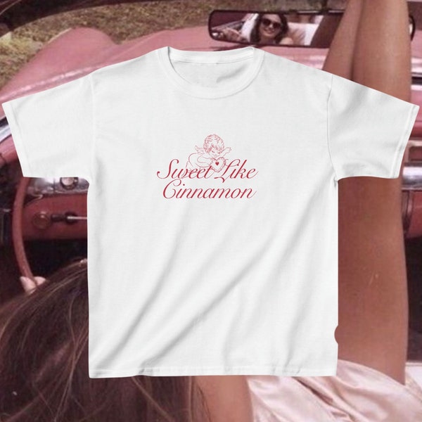 Coquette Angel Print Baby Tee Vintage Style Cinnamon Girl Aestetic Tshirt for Women Pinterest Girl Lana Del Rey Graphic Tshirt Gift for Girl