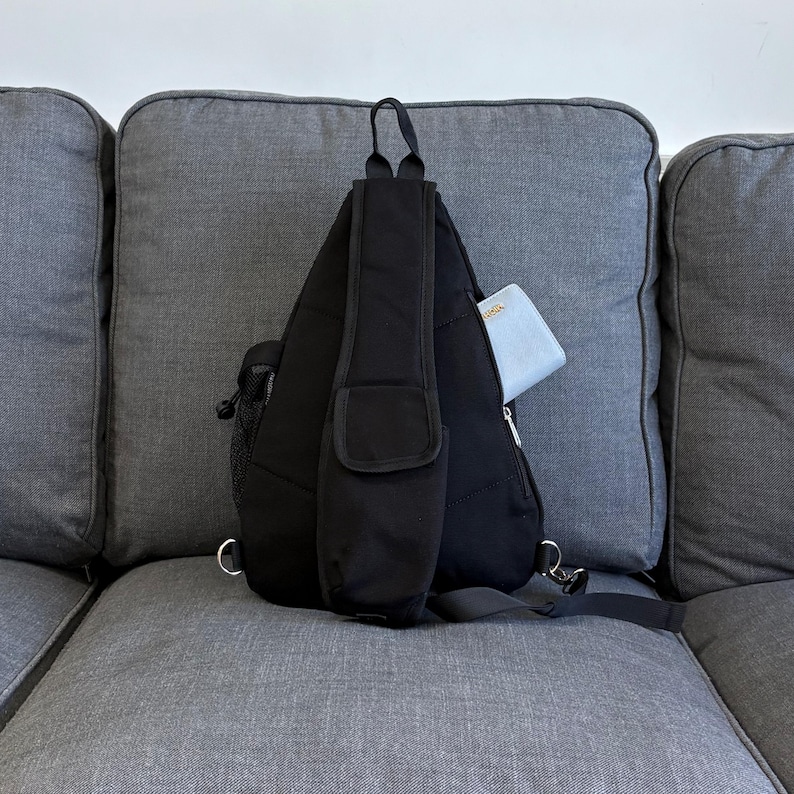 Unisex Black Canvas Sling Bag