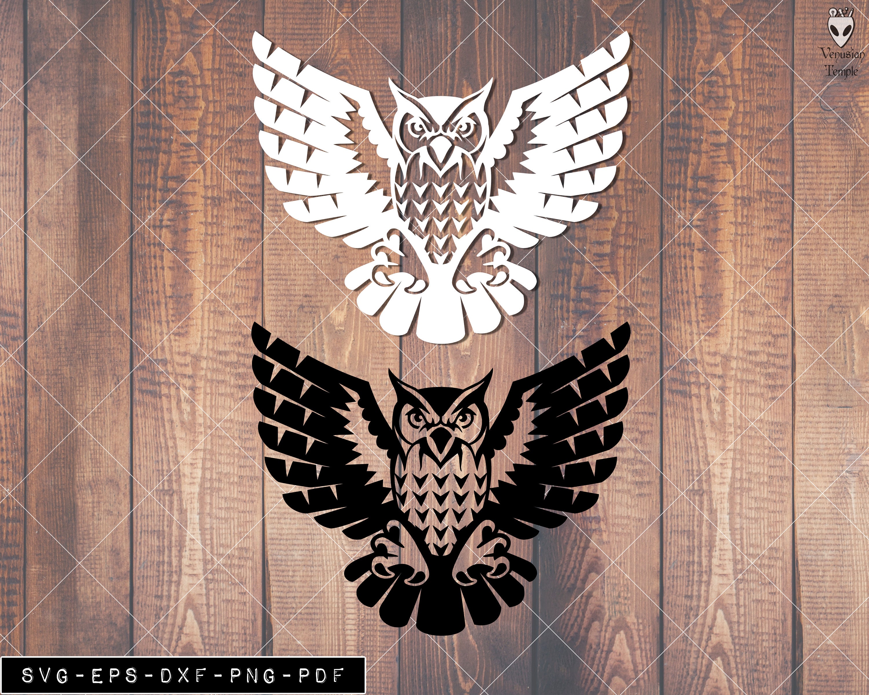 Download Owl Svg Transparent Png Black And White Quality Print Etsy