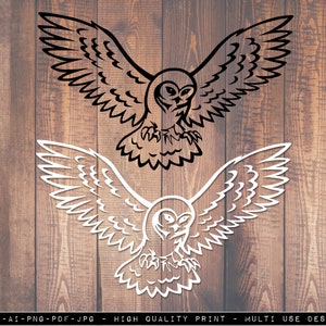 Owl Vector, Open Wings Owl SVG, Owl SVG, Owl Print, Multi Use Design, Custom Gift, Cricut Crafts, Vinyl, Silhouette Cameo, Fer à repasser sur transfert