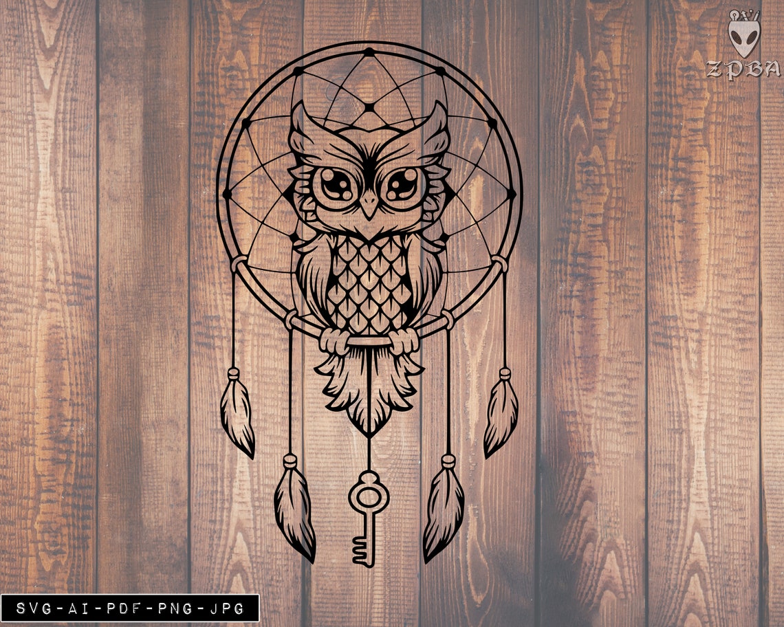Dream Catcher Owl SVG Owl SVG Dream Catcher Owl Print Iron Etsy