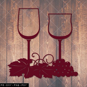 Wine Glasses & Vine Svg, Fall Svg, Autumn Svg, Vine Svg, Red Wine Svg, Silhouette Studio, Cut Files, Svg Files, Vine Clip Art, Vinyl, Wine