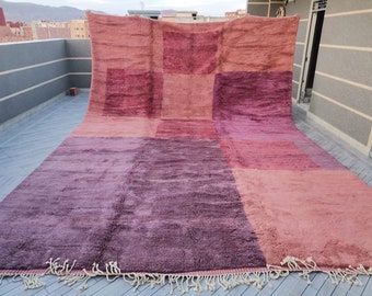 Oversized colorful rug, Moroccan handmade rug with blocks in purple, peach and sienna, Modern berber wool rug, Handknotted large area rug