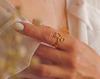 Gold Open Circle Ring, Adjustable Gold Circle Ring, Open Circle Ring Sterling Silver, 14K Gold plated Sterling Silver ring,infinity boho