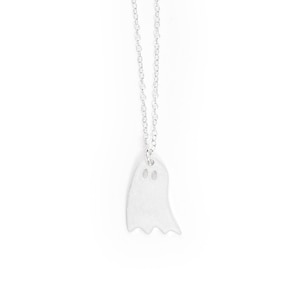 Small Ghost Necklace Sterling silver, Ghost Halloween Pendant, Dainty Silver Ghost Necklace, Girl Charm Pendant, Halloween Jewelry