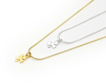 Colar de trevo de quatro folhas em prata esterlina, amuleto da sorte, minimalista, pingente para o dia a dia