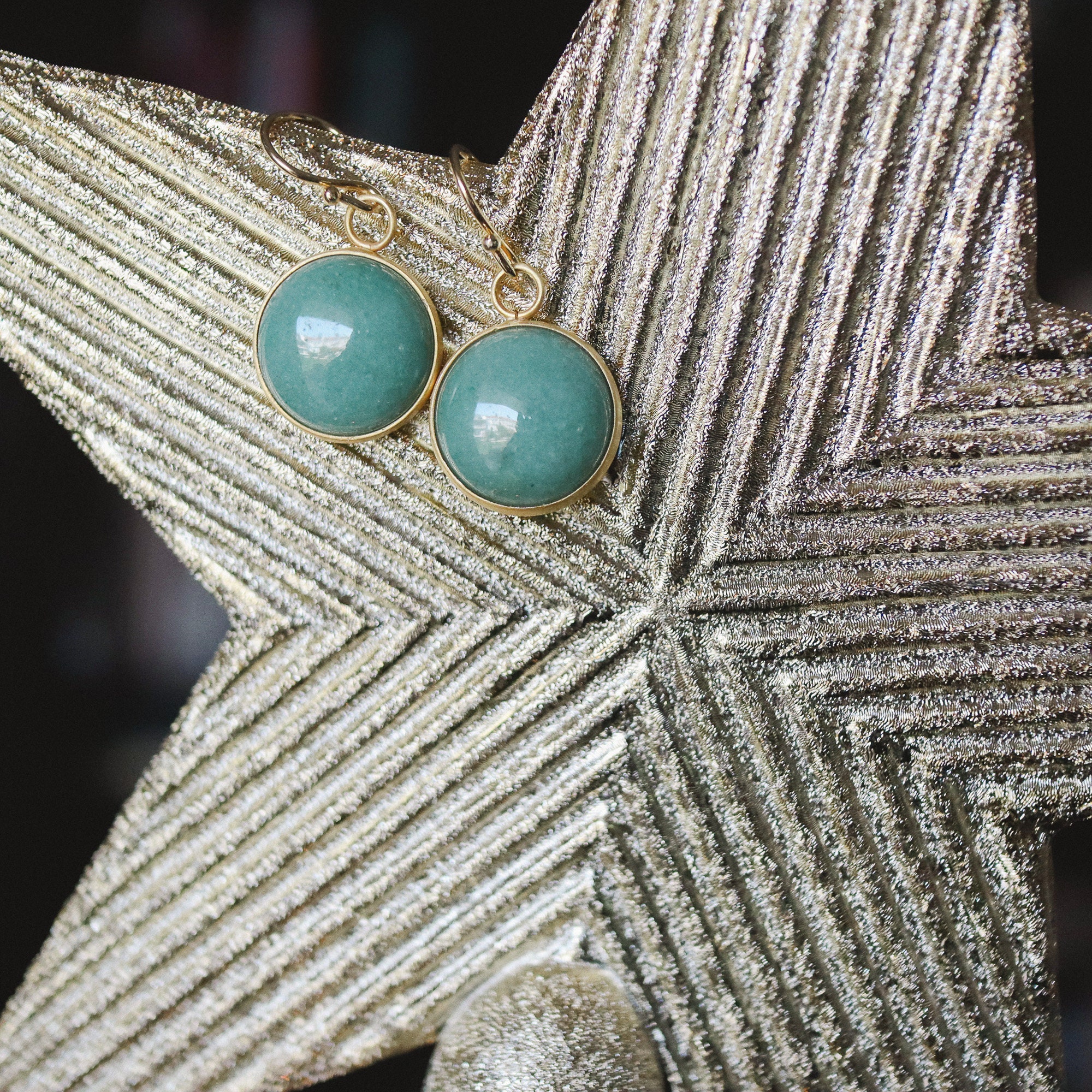 Orecchini pendenti in argento sterling con avventurina verde: gioielli