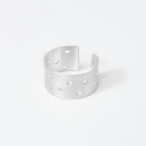 10mm Wide Band ring matte with holes, Wide Band Ring for Women, Sterling silver, Cuff Ring, Wrap Ring Silver, Adjustable band Ring, Unisex
