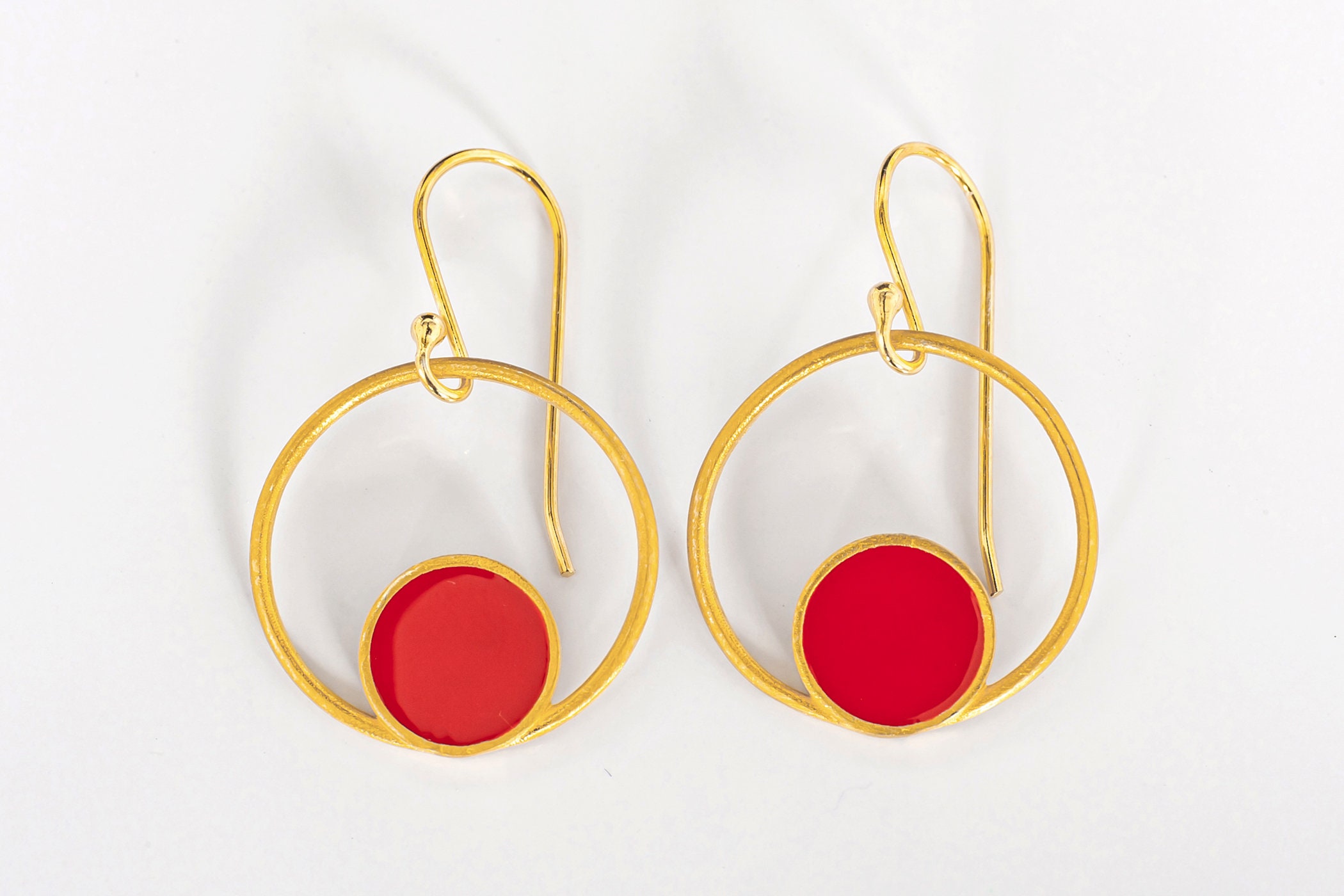Enamel Drop Earrings Sterling Silver Color Drops Minimalist Circle ...