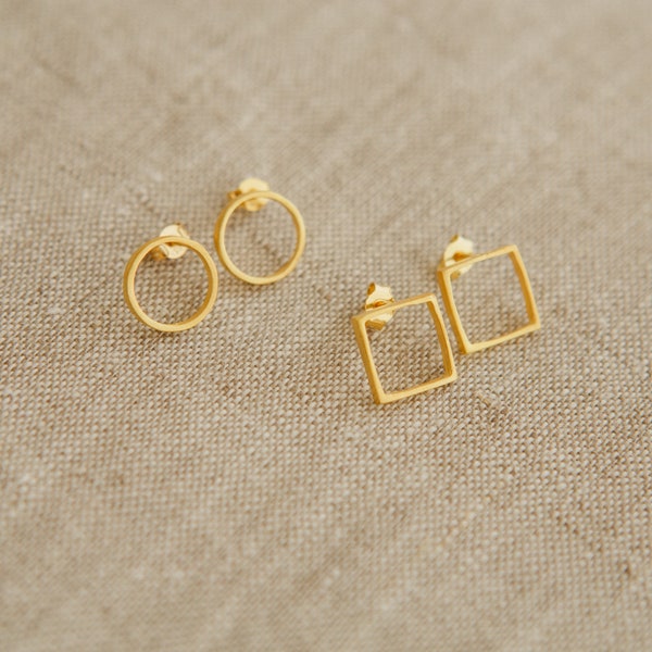 Open Square Stud Earrings, Small Square Stud Earrings, Minimalist, Geometric Jewellery, Open Square Studs,Sterling Silver Posts, Delicate
