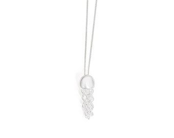 Sterling Silver Jellyfish Necklace,  Matte Finish Animal Pendant, Dainty Sumner necklace