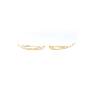 May include: A pair of gold ear cuffs, each shaped like a curved line.