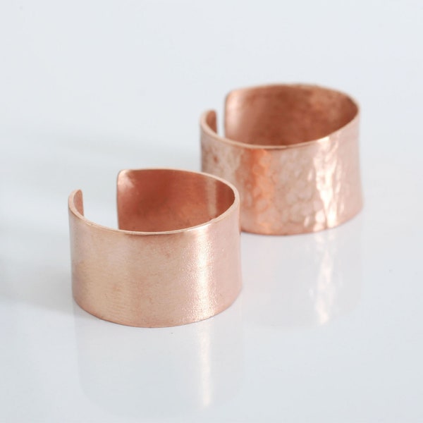 Rose Gold breit Bandring, Sterling Silber, Rose Gold gehämmert Ring, Rose Gold breit Manschette Ring, Manschette Ring, Daumen Ring, Rose Gold Manschette Ring