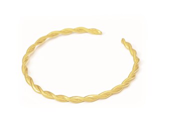 Braided Brass Cuff Bangle, Boho Twisted Bracelet, Stacking, Unisex