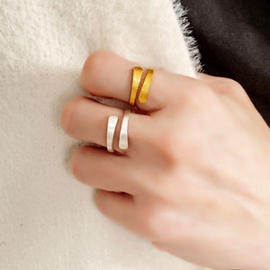 Sterling Silver Double Wrap Ring, Adjustable Thumb Ring, Wide band ring, gift for her
