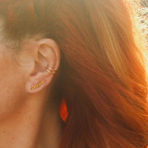 Double Band Ear cuff sterling silver, gold plated, wrap earring,no piercing,minimalist ear cuff, double band cartilage earring,Hoop ear cuff