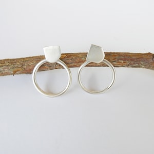Double Square Circle Ear Jacket Earrings Sterling Silver Ear Jackets Circle Ear Jackets Front-Back Earrings Minimalist Design Geometric