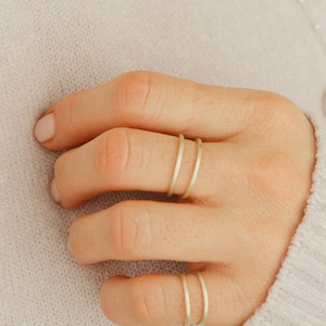 Double Band Ring Sterling Silver, Double Band Ring,Wire Open Ring,Thin Double Band Ring for Women, Adjustable Stacking Ring, Delicate,Unisex