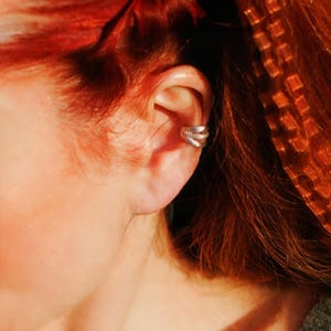 Band Ear cuff sterling silver, Triple band ear cuff, no piercing ear cuff, wrap earring, minimalist ear cuff, Band cartilage gold earring