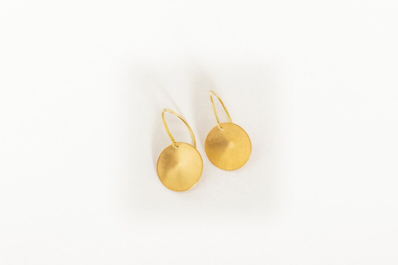 Circle Drop Hook Earrings ,Gold Circle earrings,Geometric, Minimalist, Boho Circle Earrings, Round disc earrings,Gold Earrings, Gift for Mum image 5