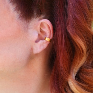 Band Ear cuff sterling silver, 24K gold plated wrap earring, no piercing earring, minimalist ear cuff, adjustable cartilage earring
