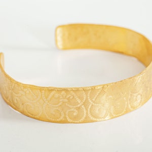Open Cuff Engraved Bracelet, Stacking Greek design bracelet, 24K gold plated Boho cuff , Minimalist, Gold Cuff gift for Mom