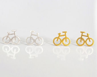 Brincos de prata esterlina com design de bicicleta, joias minimalistas para ciclistas urbanos, presente ideal para ciclistas.