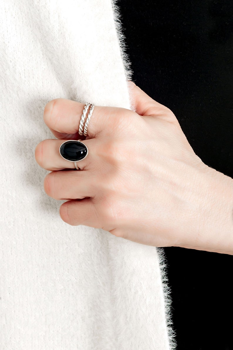 Natural Lapis Lazuli Ring Blue Gemstone Ring 925 Sterling Silver Ring Boho Statement Ring Crystal Healing Everyday Ring Ring for Women image 6