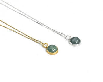 Grün Aventurin Sterling Silber Halskette, Crystal Healing Anhänger, Aventurin Schmuck