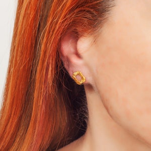 Gold Rectangle Earrings, Stud Earrings Gold, Gold Earrings Woman, Rectangle Earring, Minimalist Earrings, Open Rectangle Studs, Gift for Her