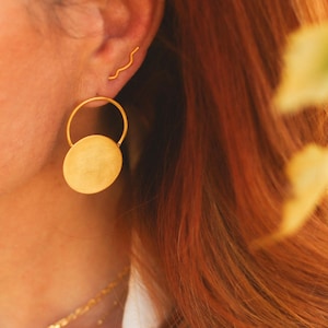 24K gold plated Double Circle Earrings,Sterling Silver Circle Earrings,Two Circle Studs,Gold Stud Earrings,Minimalist,Geometric,Gift for her