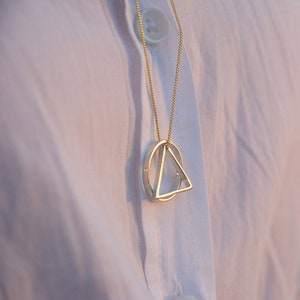 Triangle Circle Necklace Sterling Silver,24K Gold plated Triangle Necklace, Geometric Jewelry, Minimalist, Layered Necklace,Best Friend Gift