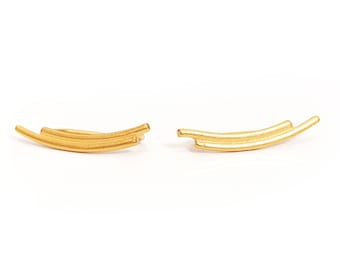 Ear Climbers, Sterling Silver Climbers, Double line Ear Climbers,Ear Crawlers, Gold Ear Cuffs, Ear jackets , Gold Ear Climber, Minimalist