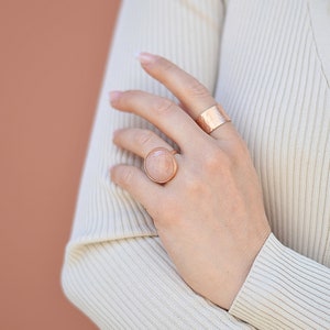 Rose Gold Wide Band Ring,Sterling Silver, Rose Gold Hammered Ring, Rose Gold Wide Cuff Ring, Cuff Ring, Thumb Ring, Rose Gold Cuff Ring image 6