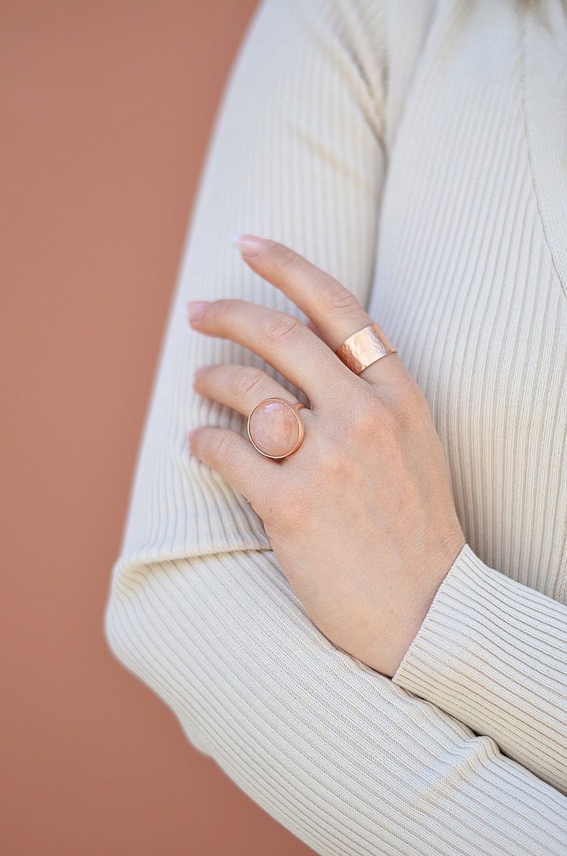 Rose Gold Wide Band Ring,Sterling Silver, Rose Gold Hammered Ring, Rose Gold Wide Cuff Ring, Cuff Ring, Thumb Ring, Rose Gold Cuff Ring image 6