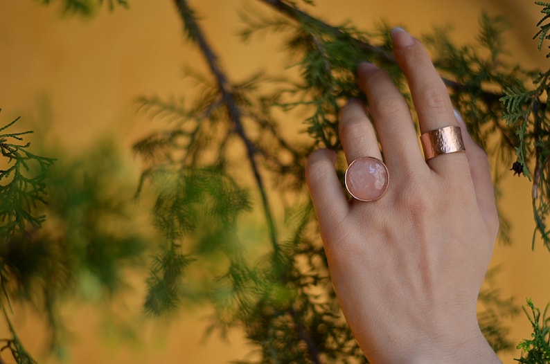 Rose Gold Wide Band Ring,Sterling Silver, Rose Gold Hammered Ring, Rose Gold Wide Cuff Ring, Cuff Ring, Thumb Ring, Rose Gold Cuff Ring image 5