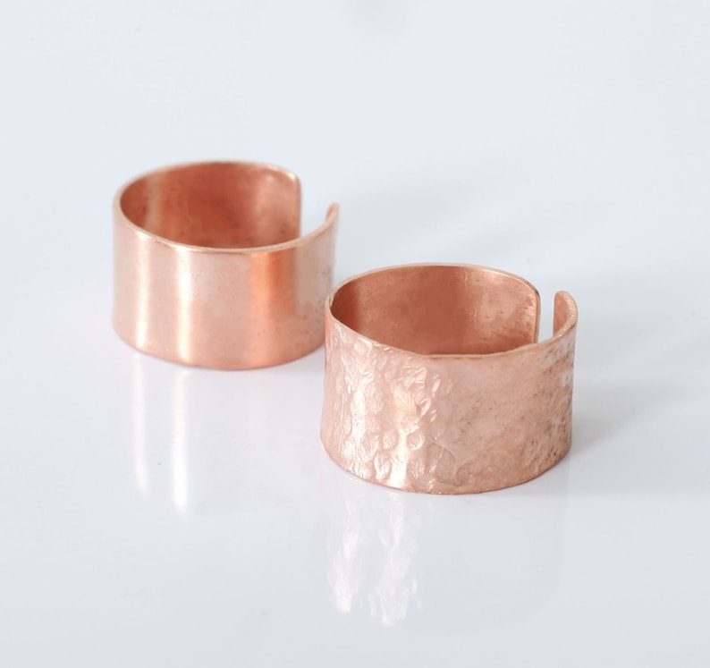 Rose Gold Wide Band Ring,Sterling Silver, Rose Gold Hammered Ring, Rose Gold Wide Cuff Ring, Cuff Ring, Thumb Ring, Rose Gold Cuff Ring image 4