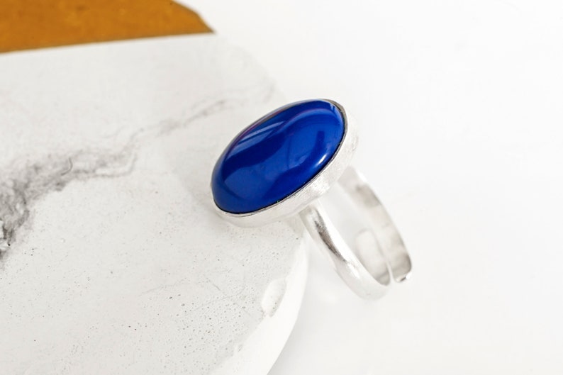 Natural Lapis Lazuli Ring Blue Gemstone Ring 925 Sterling Silver Ring Boho Statement Ring Crystal Healing Everyday Ring Ring for Women image 5