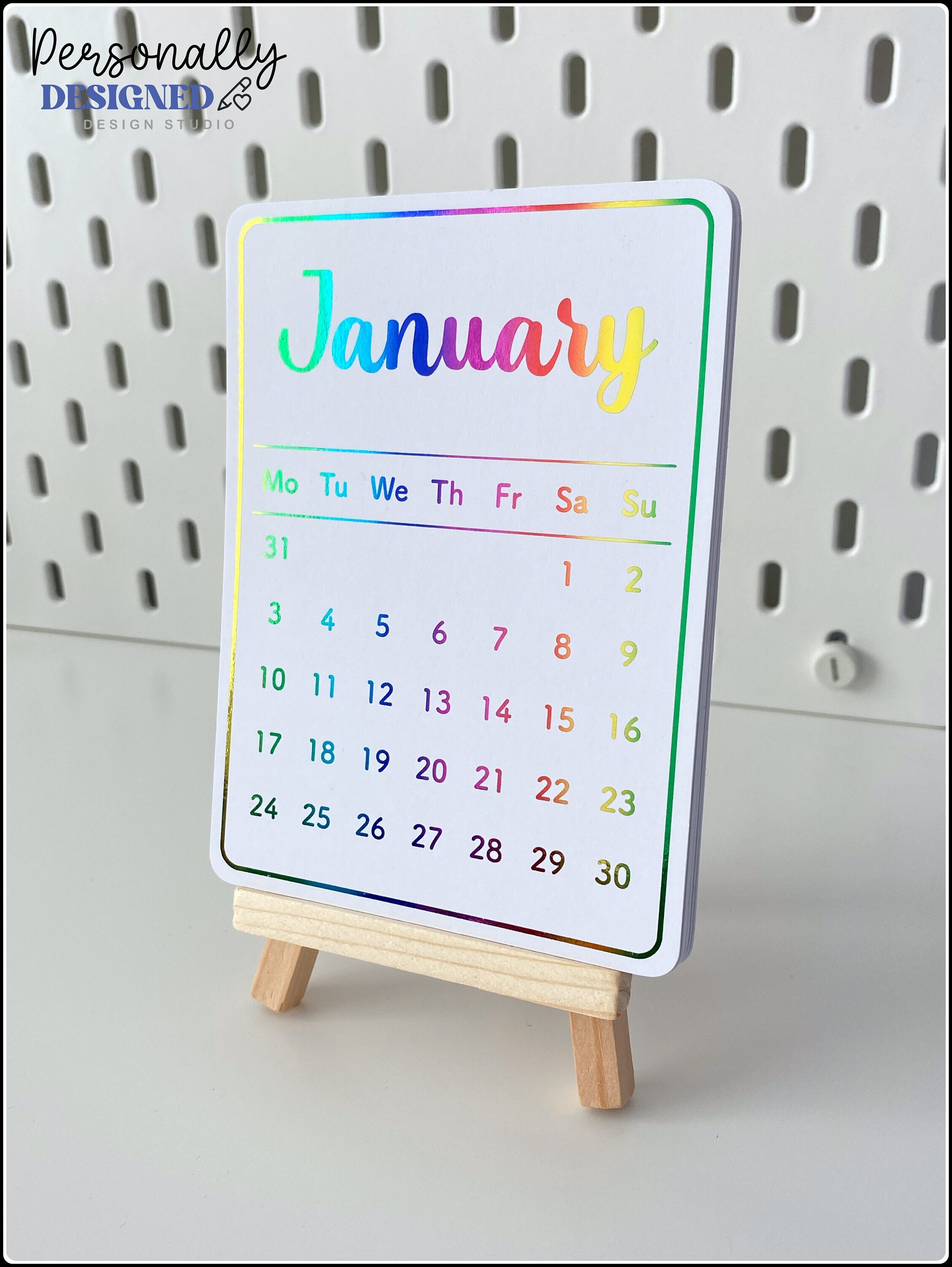 2022 Foiled Desk Calendar Real Foil Satin White Card Etsy UK