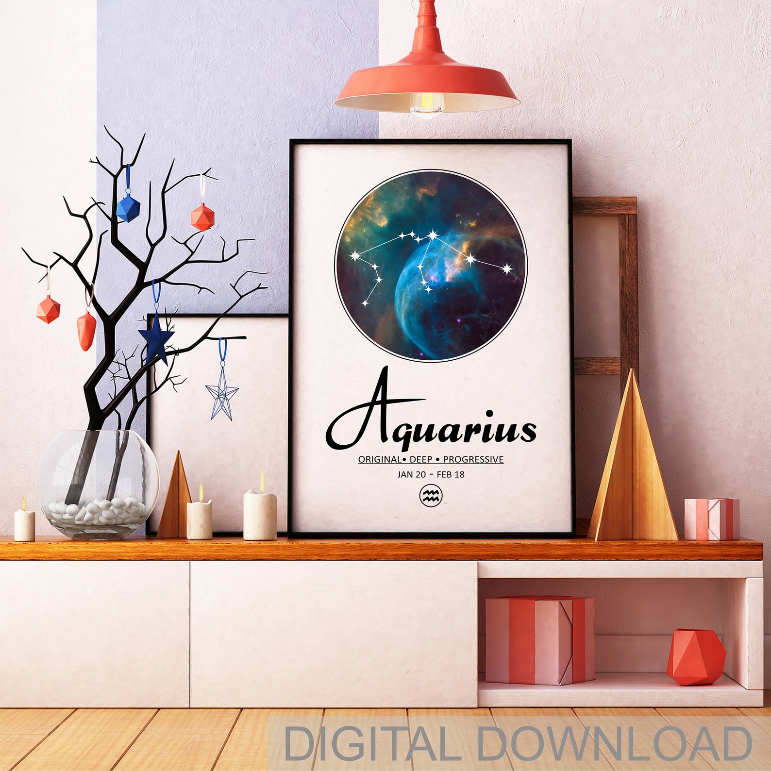 Aquarius Astrology Gifts Zodiac Poster Nursery Decor Etsy