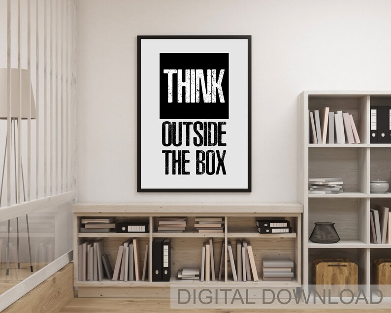 Motivational Quotes / Think Outside the Box Print / Typography Etsy