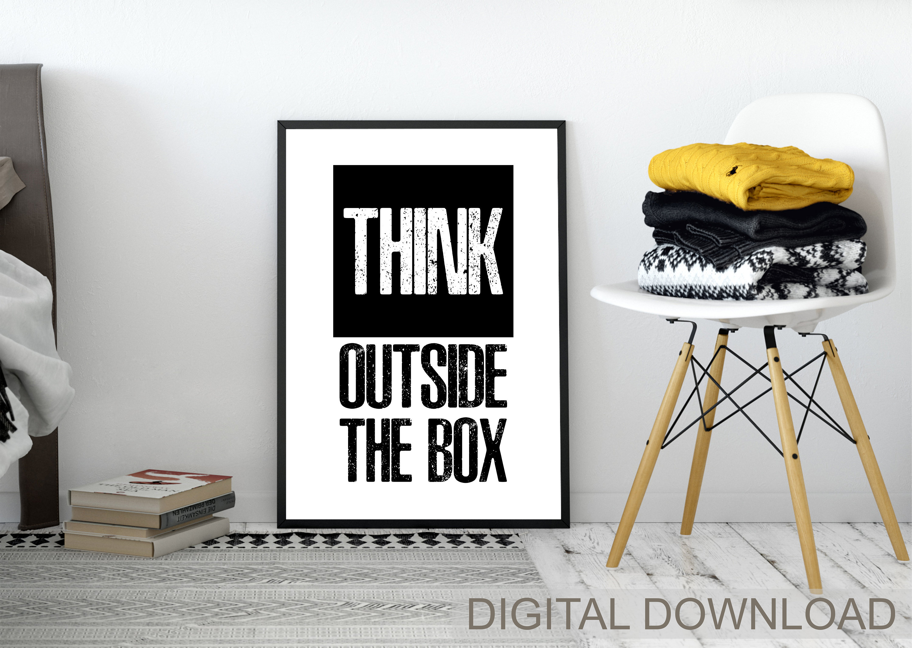 Motivational Quotes / Think Outside the Box Print / Typography Etsy