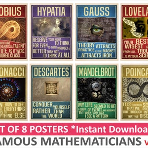 Math classroom decor, Inspiration Quote Posters, Math teacher gift STEM print, Famous Scientists, Math printables, Science posters