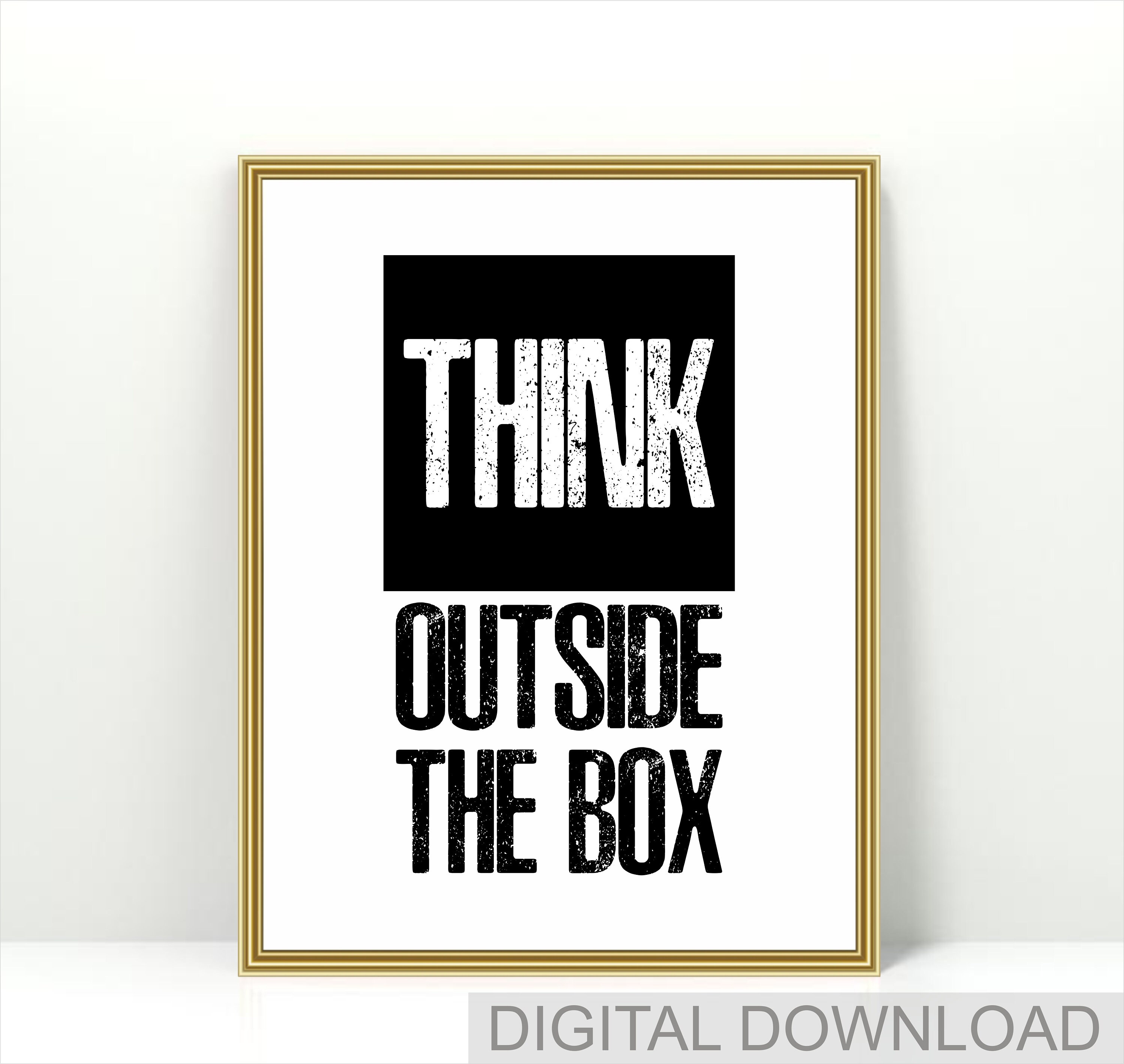 Motivational Quotes / Think Outside the Box Print / Typography Etsy