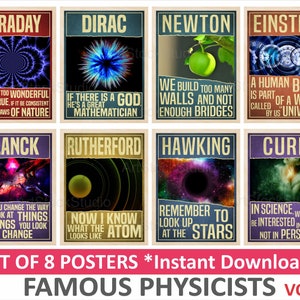 Famous Physics Printable Posters | Inspiration Physics Quote Posters for Classroom decor | Famous Scientists Posters | STEM Prints