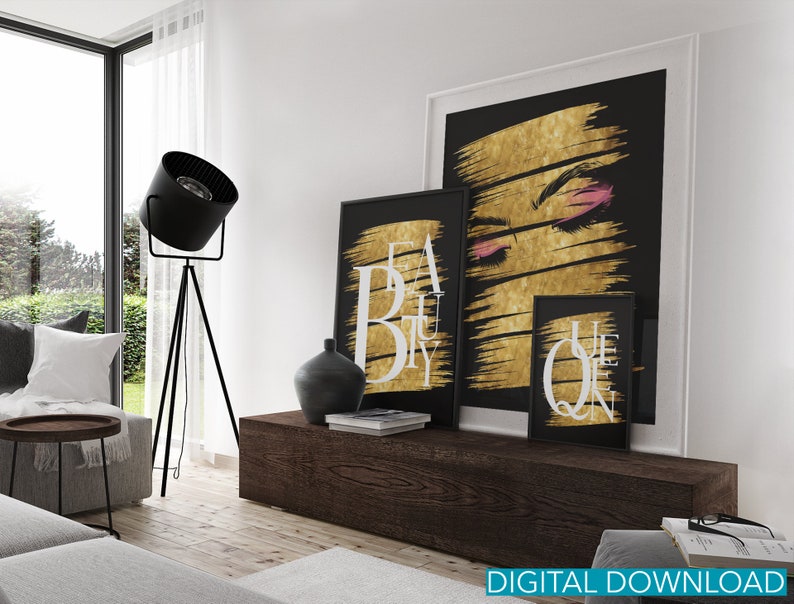 Eyelashes Prints Makeup decor Fashion prints Large Wall Art Set of 3 prints Beauty Makeup wall print