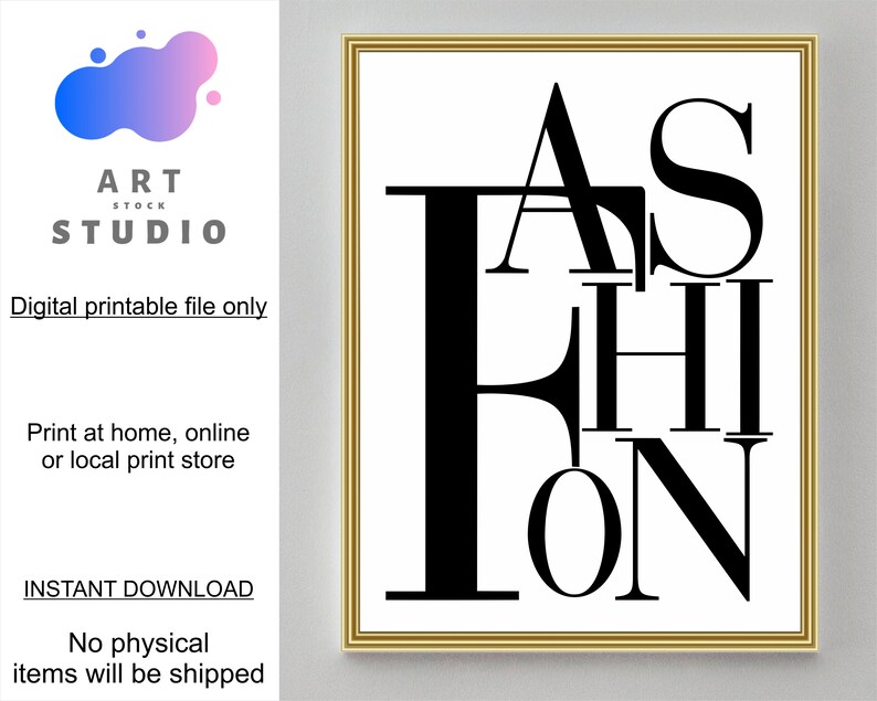 Fashion Wall Art Glam Wall Decor Black and White Art / Popular Etsy