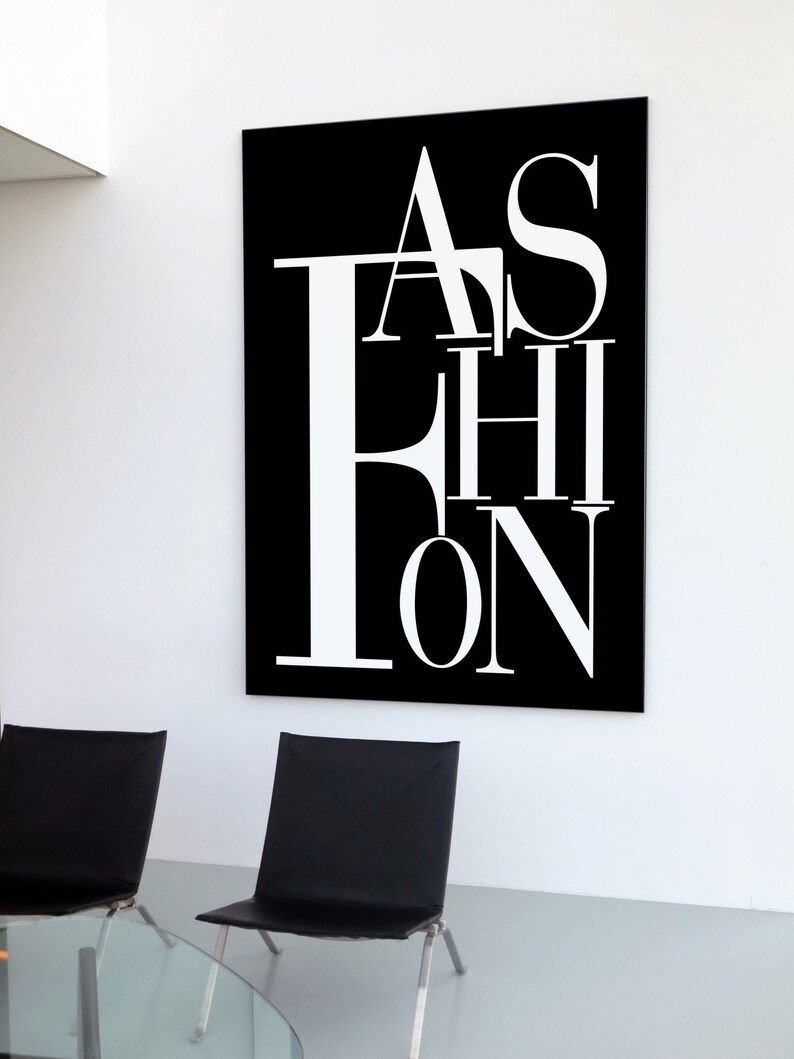 Fashion Print Glam Wall Decor Black and White Art / Fashion Etsy
